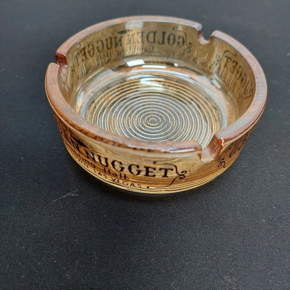 VTG Old Las Vegas Golden Nugget Gambling Hall Ashtray Iridescent Amber Color - Picture 5 of 6